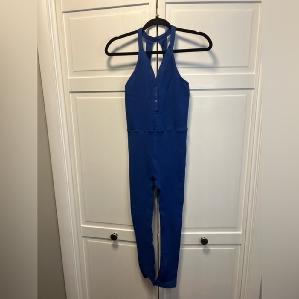 Free People Movement Happiness Runs Henley Onesie Size Women’s M/L Color Blue